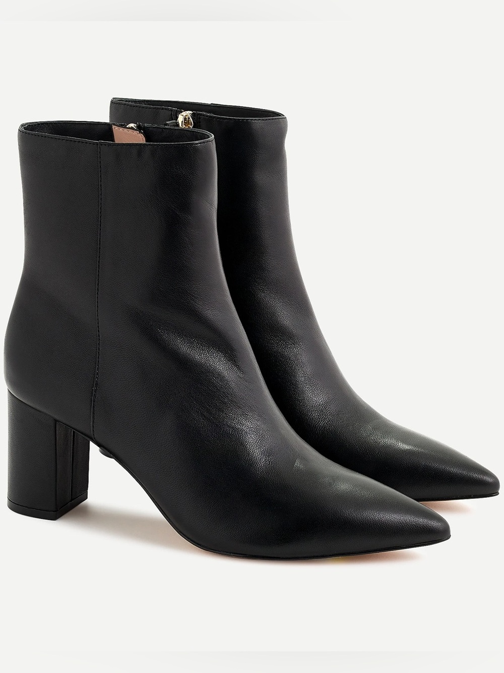 Brand New! J. Crew Black Pointed-Toe Soft Leather Ankle Booties with Side Zip